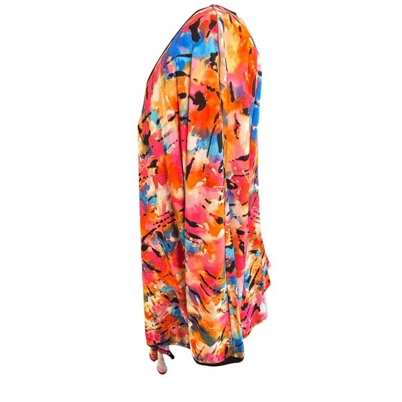 Multicolor Abstract Print V-Neck Kimono By Premise Size M - Picture 5 of 9